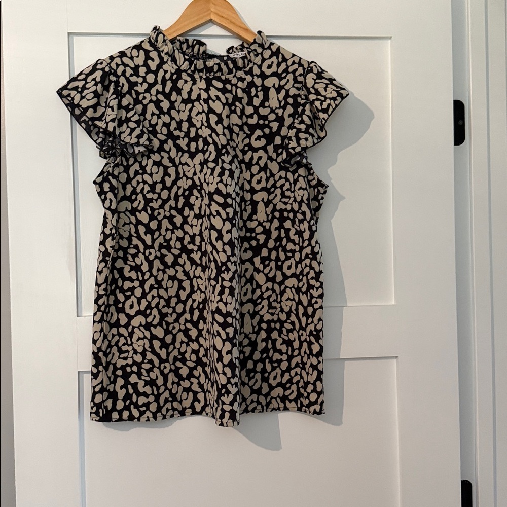 Women's Ruffle Sleeve Leopard Print Blouse